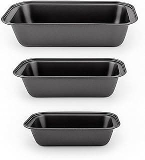 Kit 3 formas antiaderentes pretas para assar pão, ideal para pães e bolos, fácil de desenformar e limpar