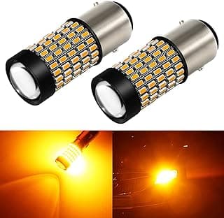 Phinlion 1157 lâmpadas LED de sinalização de volta super brilhantes 3014 103SMD 2357 7528 BAY15D lâmpada de LED com projetor para luzes piscantes de sinal, amarelo âmbar