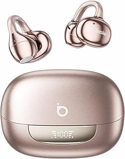 Fones de ouvido Bluetooth esportivos Basike em ouro rosa com estojo de carregamento
