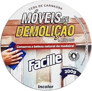 Cera Carnauba Para Moveis De Demolição E Madeiras Incolor Lata 200 GR Facille