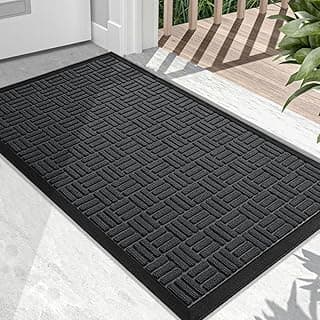 Tapete antiderrapante médio preto geométrico para entrada 0,75x0,45m