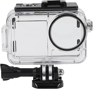 Caixa à prova d'água transparente para câmeras de ação com suporte de montagem, fundo branco