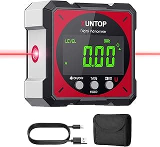 Caixa de nível digital XUNTOP com laser eletrônico de 4 lados, medidor de ângulo, cabo USB e bolsa de transporte