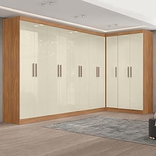 Guarda-roupa modular de canto Paris cinamaomo/off-white com 11 portas e 4 gavetas