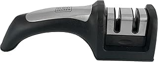 Afiador de facas manual BLACK+DECKER com dois estágios, preto e prata