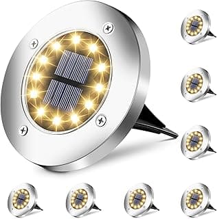 Kit de luzes solares para jardim com 8 lâmpadas de 12 LEDs, à prova d'água, com placa solar no centro, iluminação externa, luzes solares para jardim, lâmpadas solares.