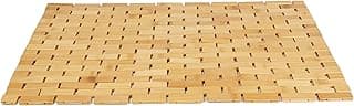 Tapete dobrável antiderrapante de bambu ecológico para banheiro, cor marrom