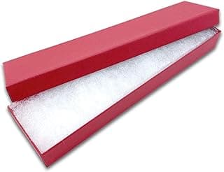 TheDisplayGuys Pacote com 25 caixas de joias de papel com enchimento de algodão vermelho fosco (8,1/16" x 2 1/4" x 1 3/8") para colares, pulseiras, relógios e canetas para exibição de varejo e envio