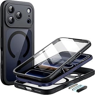 Capa iPhone 17 Pro Max preta com protetor de tela de vidro temperado integrado