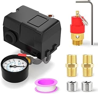 Kit de válvula de controle de pressão de compressor de ar de 4 vias com medidor de pressão