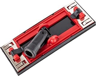 Cabeça de lixadeira Warner Manufacturing, com rosca fêmea, em plástico resistente, vermelho e preto.