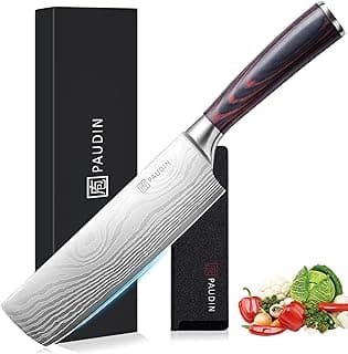 Faca Nakiri PAUDIN com cabo ergonômico e lâmina afiada em aço inoxidável