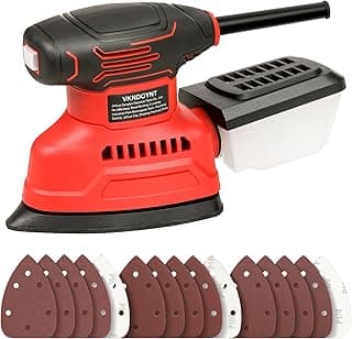 Vkndoynt Lixadeira de detalhes, mini lixadeira elétrica de 12.000 OPM com coletor de poeira, lixadeira de mouse elétrica de 1,1 Amp com 15 peças de papéis de lixa para espaços apertados, lixamento