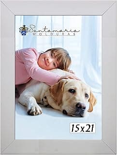 Moldura Porta Retrato 15x21 Branco com imagem de criança e cão