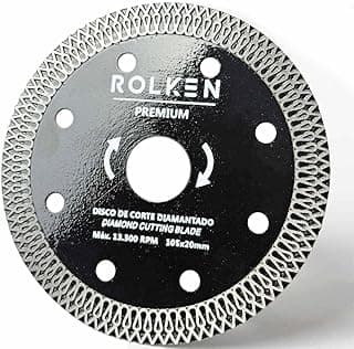 Disco de corte diamantado Rolken Premium 105x20mm, 13.300 RPM, para porcelanato e mármore