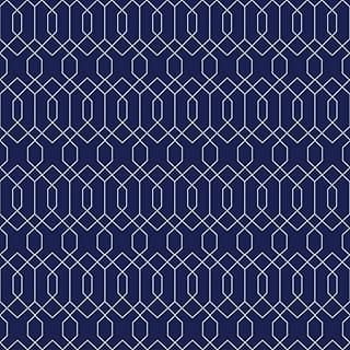 Quadro decorativo art déco padrão geométrico azul e branco 40x40cm