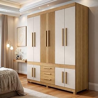 Guarda Roupa Casal 10 Portas 3 Gavetas 100% Mdf Lucca Cinamomo/Off White