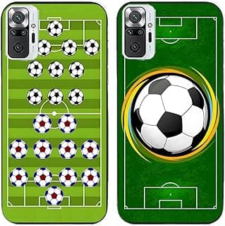 Capa traseira para Xiaomi Redmi Note 10 Pro Max/Note 10 Pro (4G) com design de campo de futebol, verde e branco