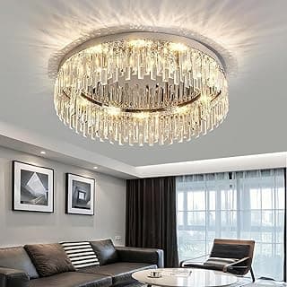 Luminária de teto moderna de cristal com acabamento cromado e prateado