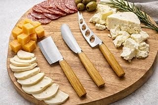 Kit 3 Facas para Queijo em Inox com Cabo de Madeira
