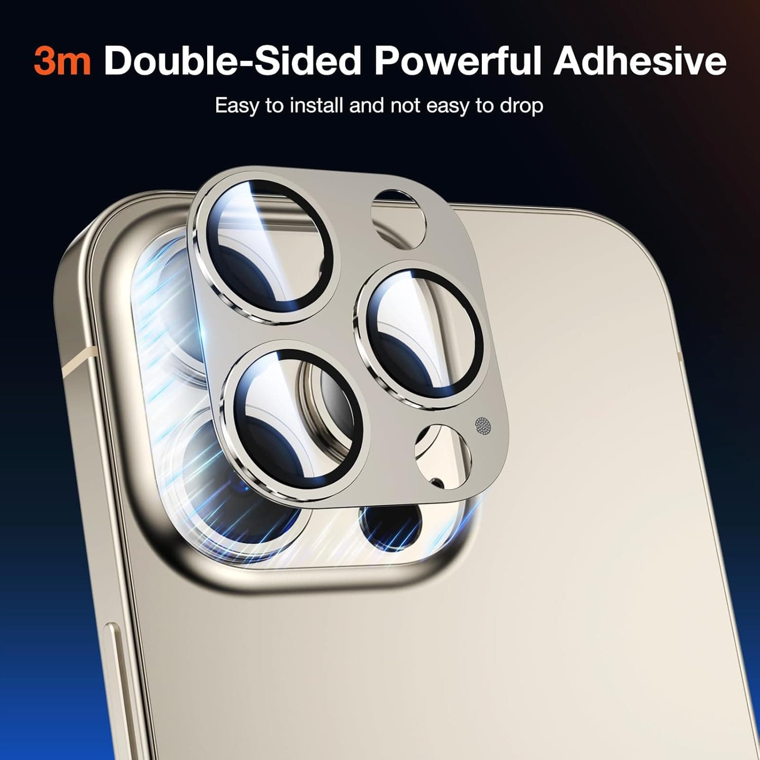 Protetor de Lente de Câmera KUZOOM para Iphone 15 Pro Max/15 Pro Vidro Titanium Azul Pacote com 2