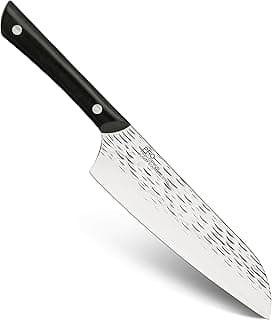 Kai Faca Santoku PRO de 17,78 cm, multiuso, aço inoxidável japonês AUS6M, cabo POM Full-Tang, certificado NSF, ferramenta de corte japonesa versátil