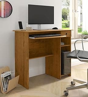 Escrivaninha de madeira com gaveta e suporte para CPU, ideal para escritório em casa