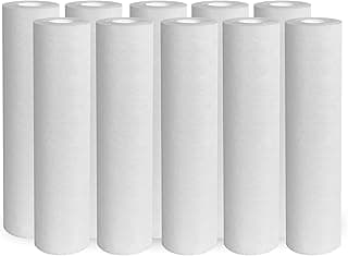 Dez rolos de filtro para caixa d'água, brancos, dispostos em uma linha.