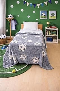 Manta infantil com design de bola de futebol cinza e branco para meninos