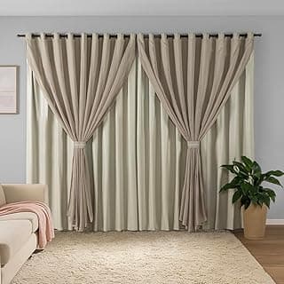 Cortina de blecaute palha 2,80m x 2,50m com forro em PVC blackout