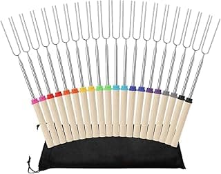 12pcs Conjunto de Palitos de Assar Marshmallow, Garfo Churrasco, Espeto Churrasco, Garfos Telescópicos, 81 cm, com Bolsa Portátil para Hot Dog Campfire Camping Stove BBQ Tools