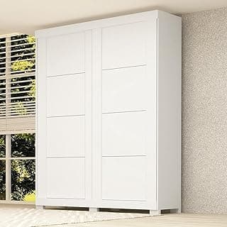 Guarda Roupa Casal 2 Portas de Correr 100% Mdf Boldina Espresso Móveis Branco