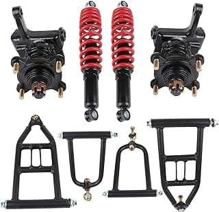 Kit completo de suspensão dianteira com amortecedores, braço oscilante, junta de direção e kit de eixo para quadriciclos, motos, karts e buggies.