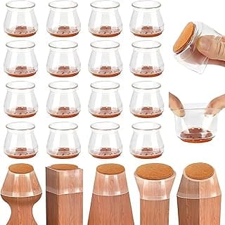 Kit 16 Protetor de Silicone Com Feltro Para Pés de Cadeira, Mesa, Banqueta - Protetores Para Móveis de até 4cm | Anti risco, Reduz Ruído, Lavável, Antiderrapante, Fácil de Instalar