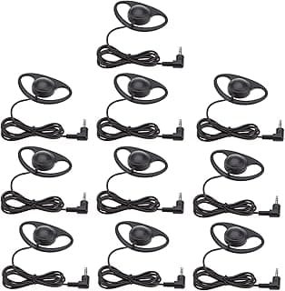 Eacam Fone de Ouvido único Fone de Ouvido Mono para Escritório Com Fio 3,5 Mm Em Forma L Gancho Dobrável Com Driver 23 Mm para Reu (10 unidades)
