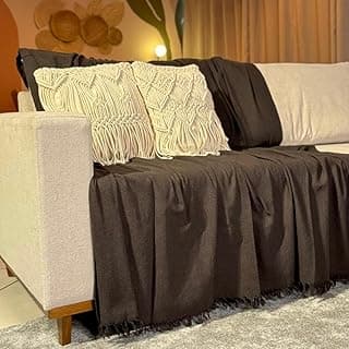 Manta para Sofá Super King, 400 x 180 cm, 100% Algodão (Marrom Escuro)