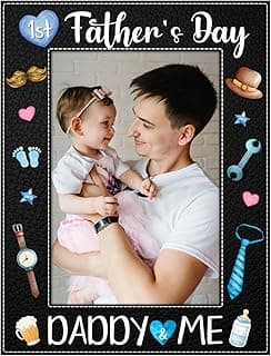 Porta-retrato do primeiro dia dos pais com pai e bebê sorridentes