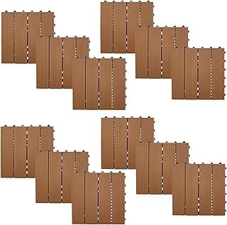 Decks plásticos marrom para jardim, 12 unidades, 30x30 cm, Tudo Jardim