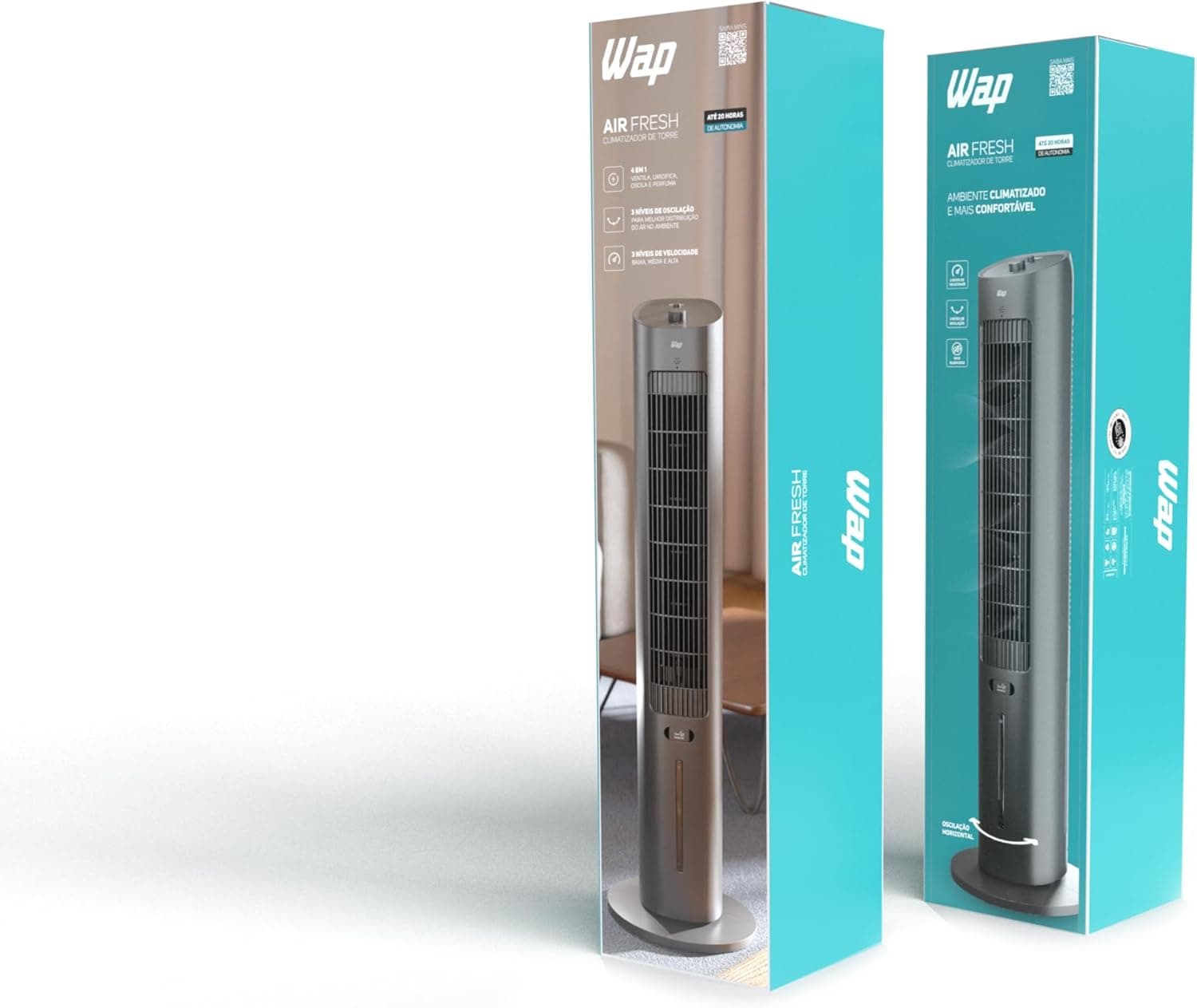 WAP Climatizador de Ar AIR FRESH 4 em 1, com Reservatório para Essência e 3 Níveis de Velocidades, Baixo Ruído, 90W 220V