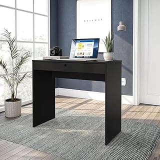 Politorno Móveis Escrivaninha Conquista Compacta, 1 Gaveta com Corrediça Metálica, 90x40x76 cm, Preto, MDP, Pintura UV