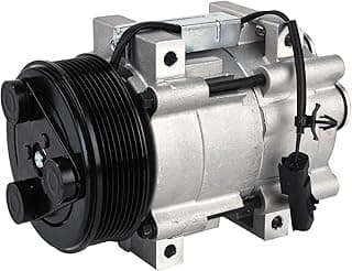 Compressor de ar condicionado prateado com detalhes em preto para Dodge Ram