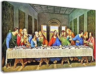 Quadro Santa Ceia Grande 60x90 Tela Madeira MDF Tecido Canvas Borda Infinita