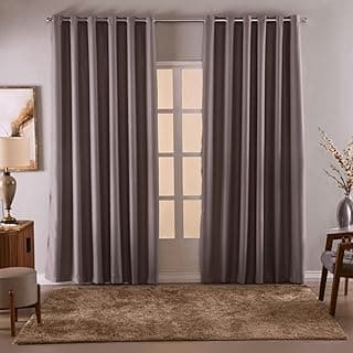 Cortina blackout cinza para sala, quarto e escritório, 2,70m x 1,80m, com ilhós cromado