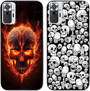Capa traseira para Xiaomi Redmi Note 10 Pro com design de caveira em chamas