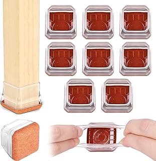 Kit 8 Protetor de Pé de Cadeira Silicone com Feltro, Protetor de Cadeira Antirrisco e Reduz Ruído, Fácil de Instalar, Lavável e Reutilizável, Para Pés de 2,8–3,7 cm