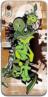 Capa adesiva para Xiaomi Redmi 7A com design abstrato de grafite verde e preto