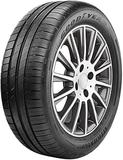 Pneu Goodyear EfficientGrip Performance 185/55R15 82V para aro 15, preto com aro de liga leve.