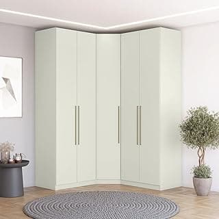 Guarda-roupa modulado de canto oblíquo 5 portas com cabideiro Seletto Areia