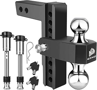 Engate de reboque ajustável METOWARE preto e prata com receptor de 5 polegadas