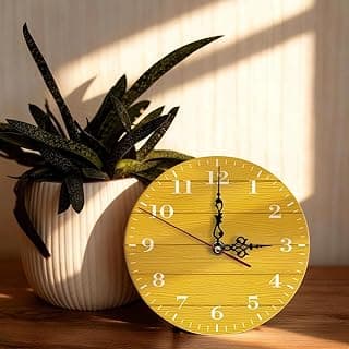 Relógio de parede de madeira Farmhouse, silencioso, sem tique-taque, operado por bateria – Design de madeira vintage para sala de estar, quarto, cozinha, 19 cm